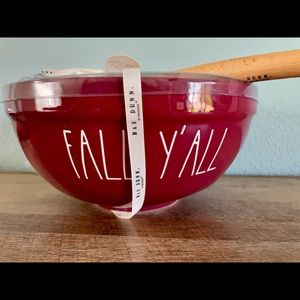 BRAND NEW with TAGS RAE DUNN ceramic bowl and rubber SPATULA FALL YA’LL